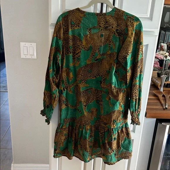 Farm Rio anthropology size small dress green and brown animal print - Picture 4 of 5
